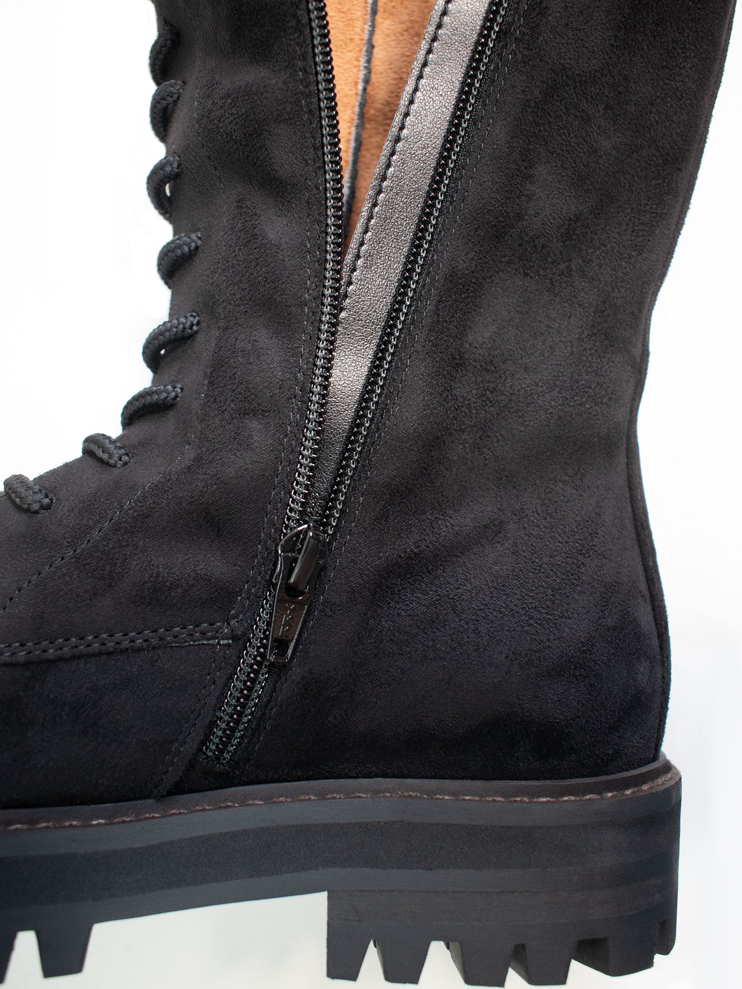 Lace-Up Vegan Suede High Boots