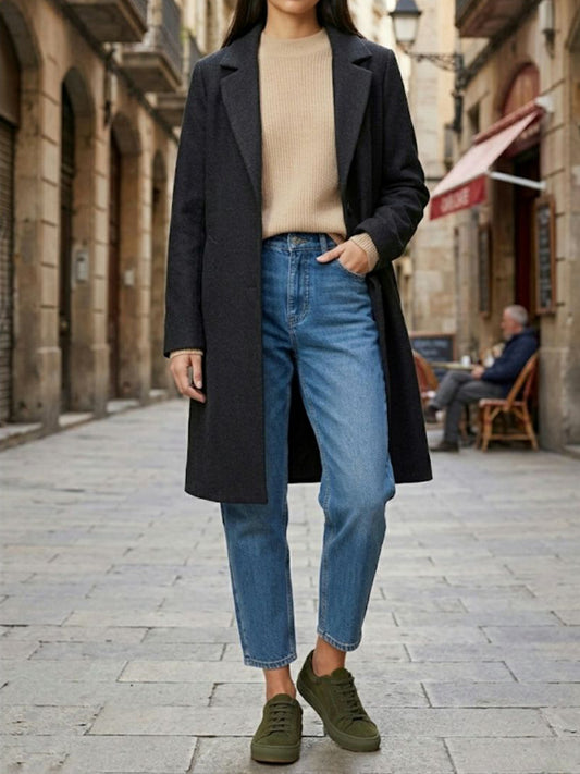 Abrigo estructurado de lana vegana 