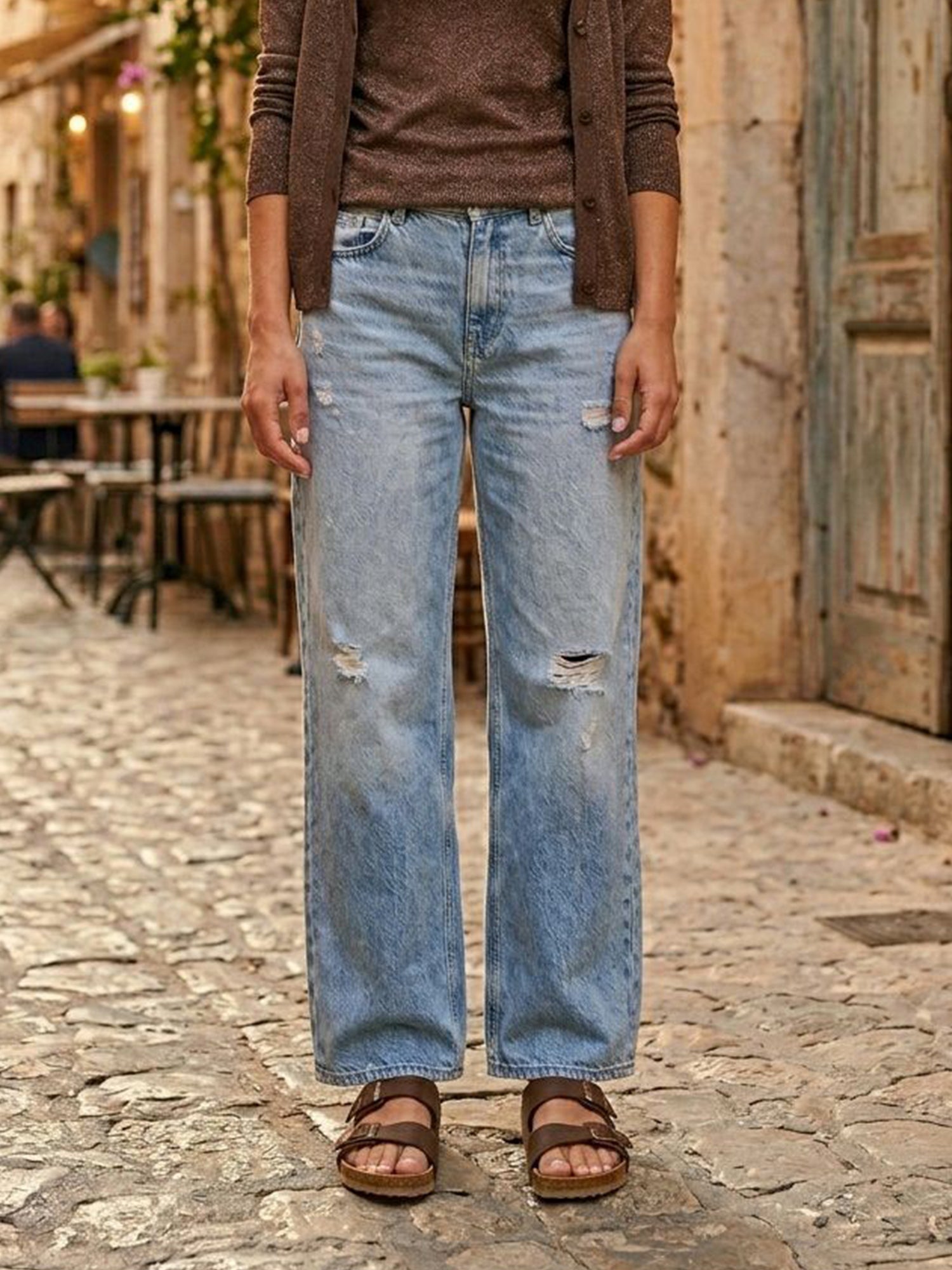 Sandalias con plantilla de dos tiras 