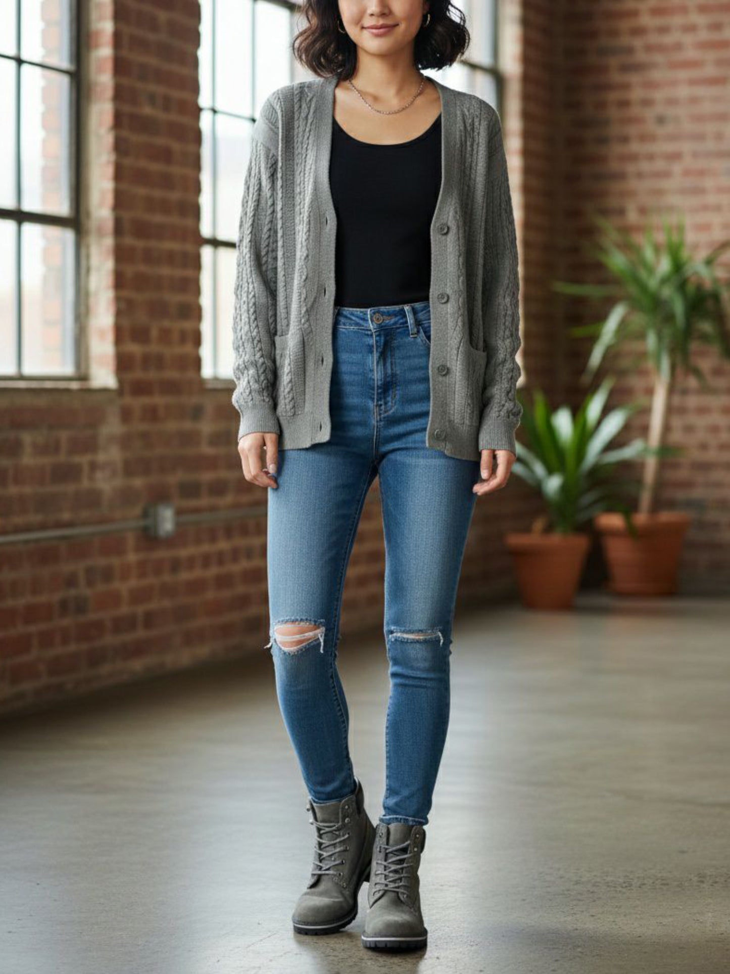 Chunky Button Up Knitted Cardigan