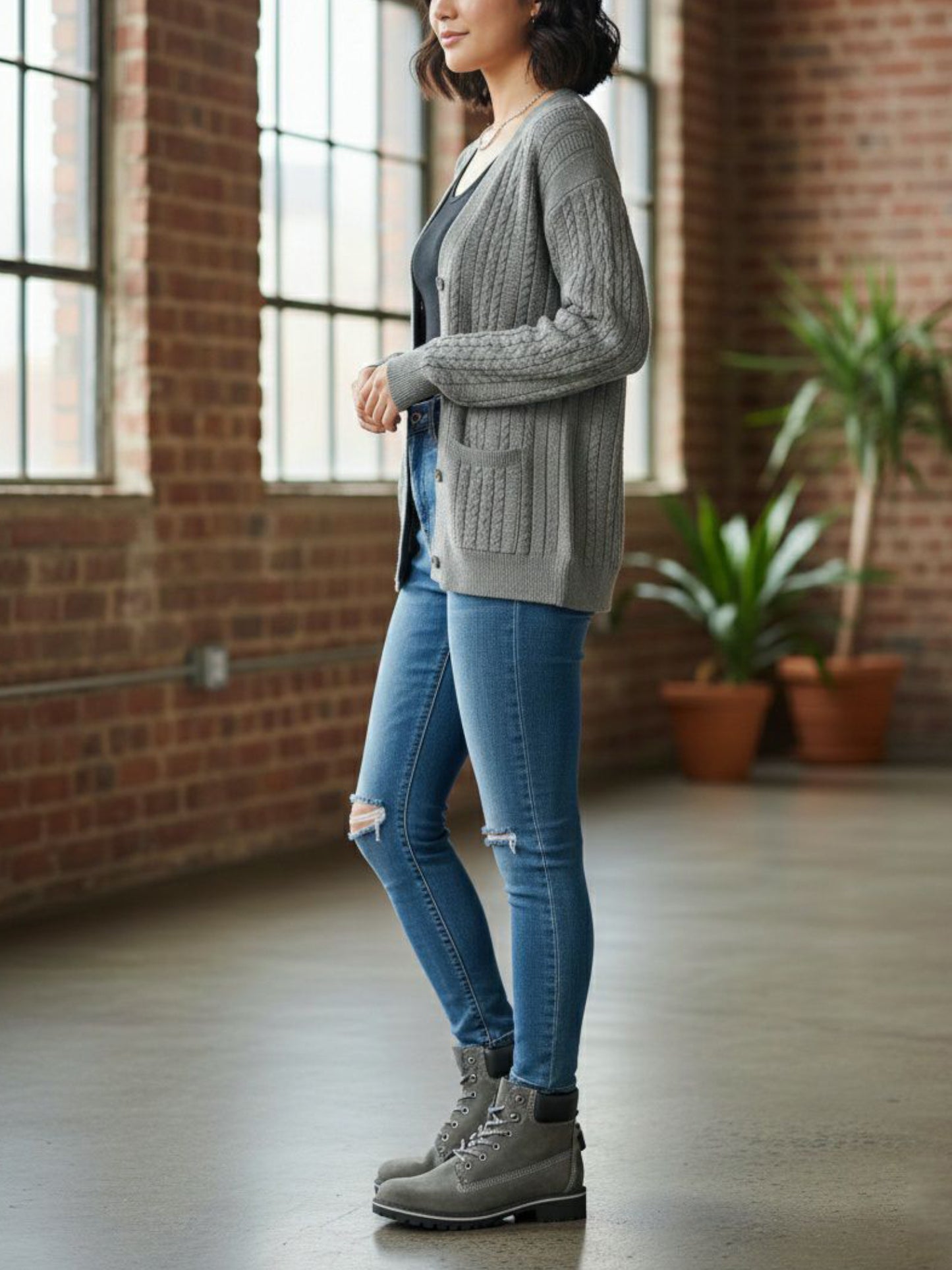 Chunky Button Up Knitted Cardigan
