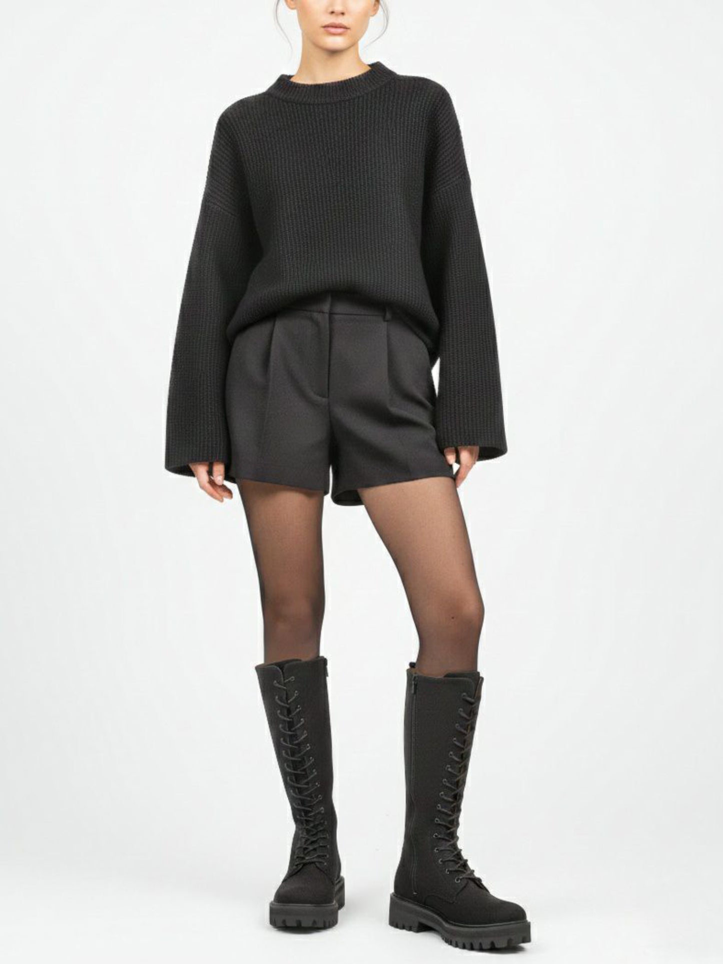 Lace-Up Vegan Suede High Boots