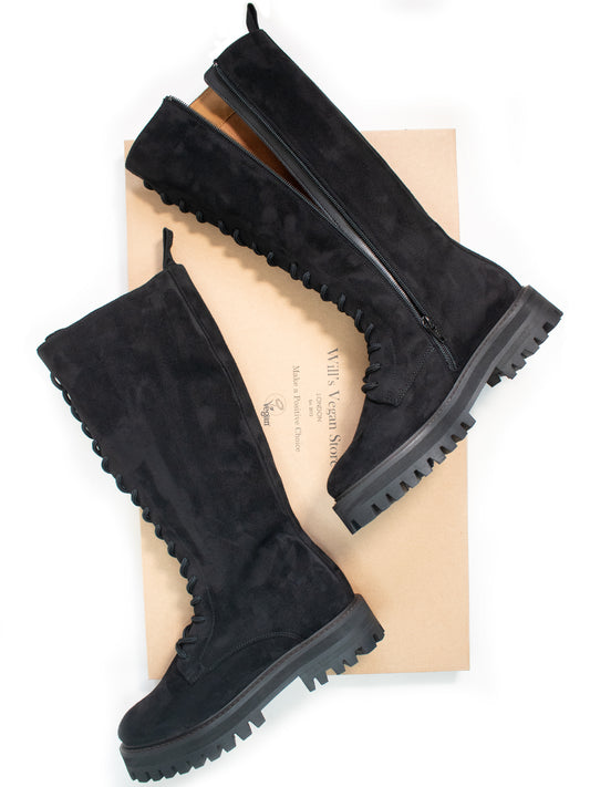 Lace-Up Vegan Suede High Boots | Vegan Boots