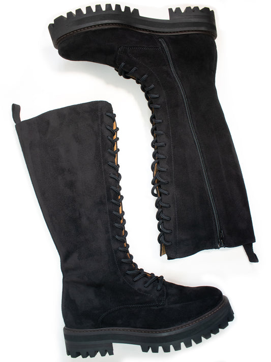 Lace-Up Vegan Suede High Boots | Vegan Boots