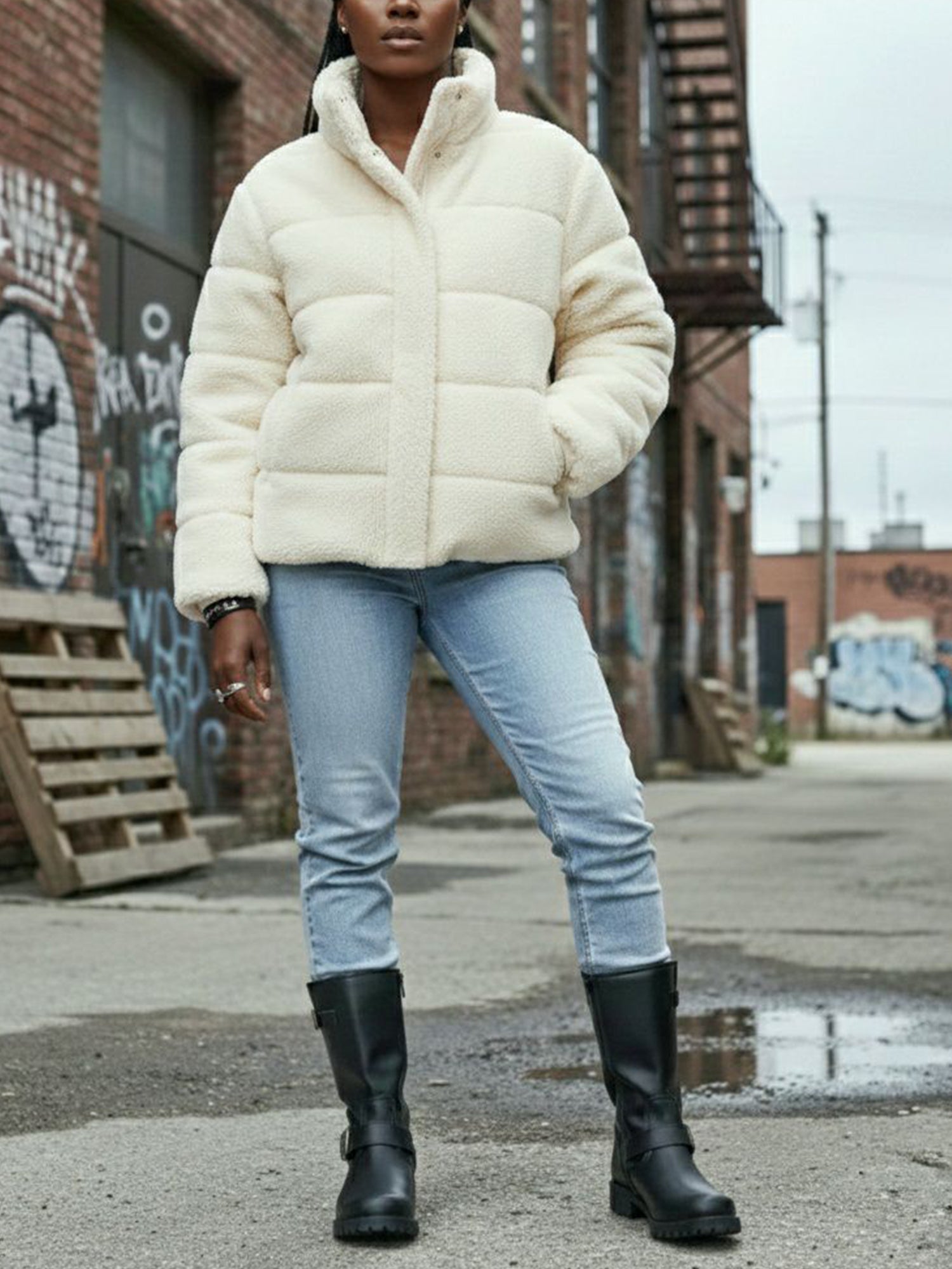 Recycled Teddy Puffer Jacket