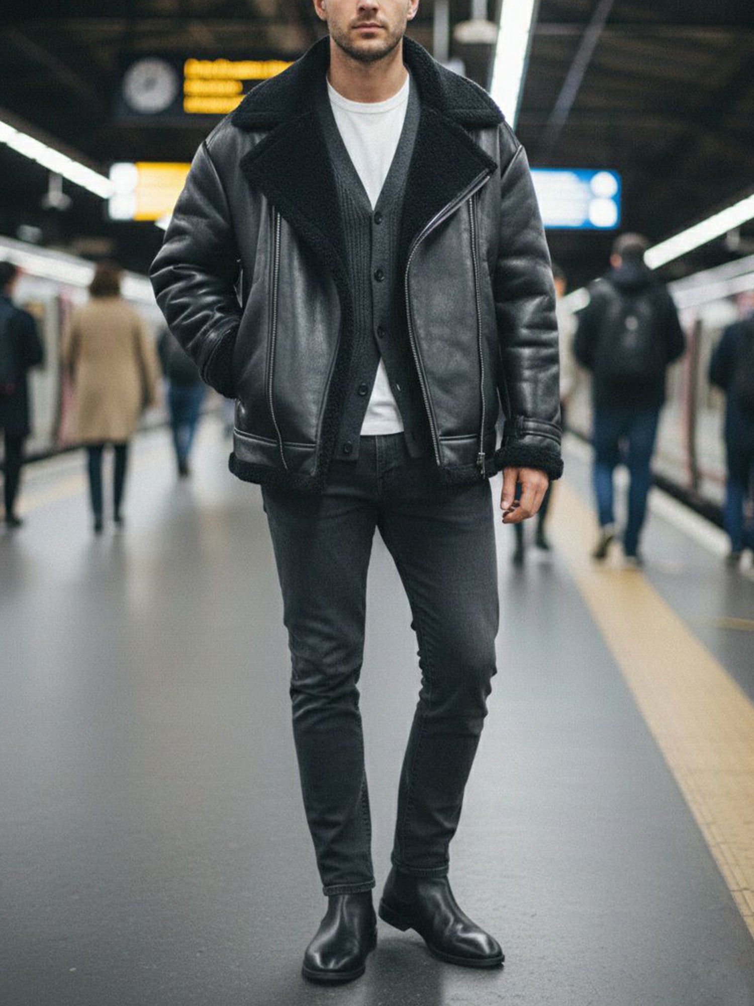 Oversized Recycled Vegan Shearling Aviator Jacket | Will's Vegan Shoes