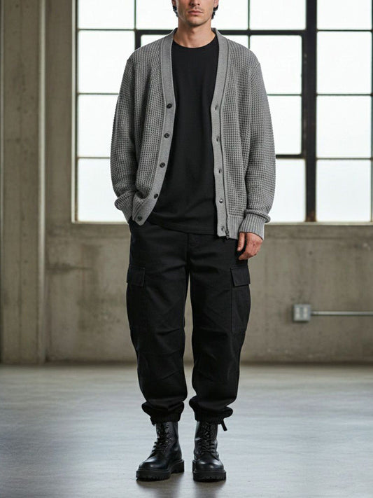 Recycled Waffle Cardigan