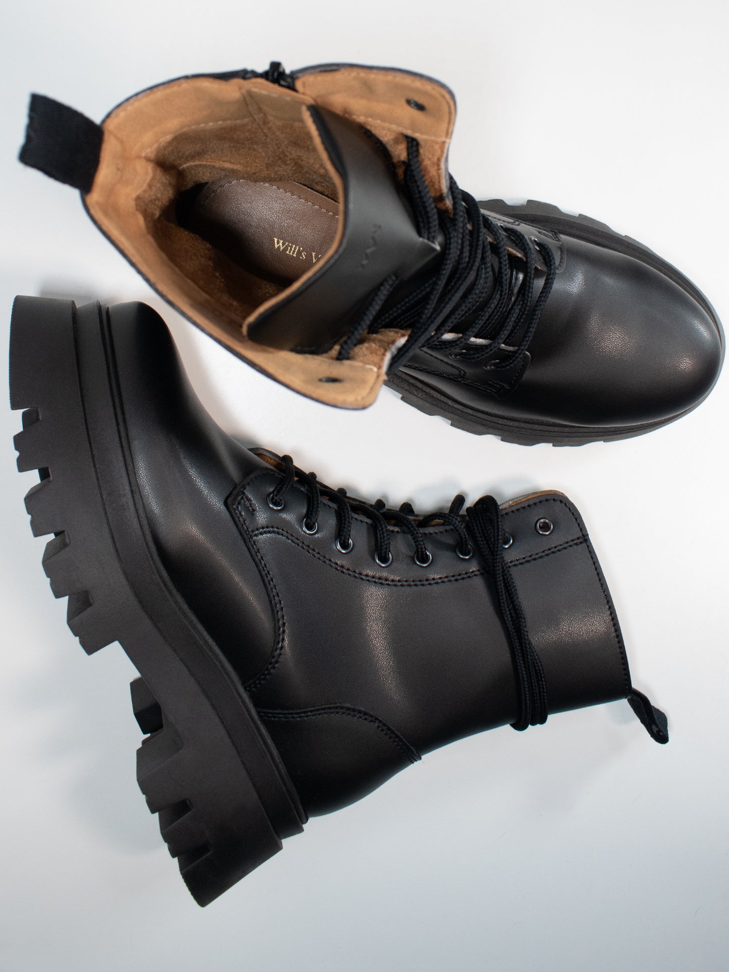 Track Sole 8-Eye Lace Up Boots