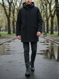 Vegan Wool Hooded Coat