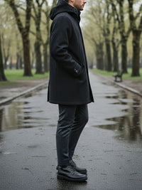 Vegan Wool Hooded Coat