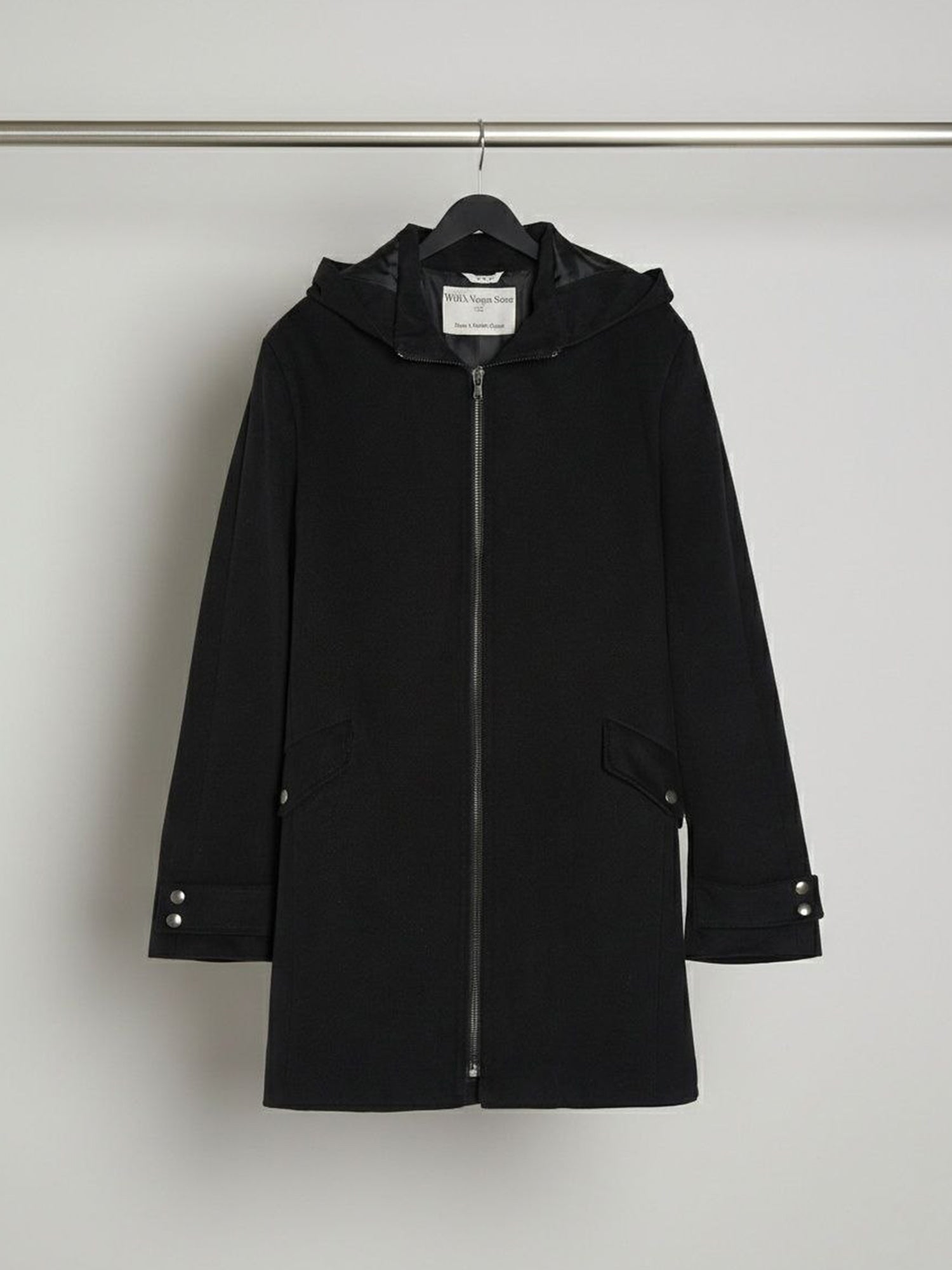 Vegan Wool Hooded Coat
