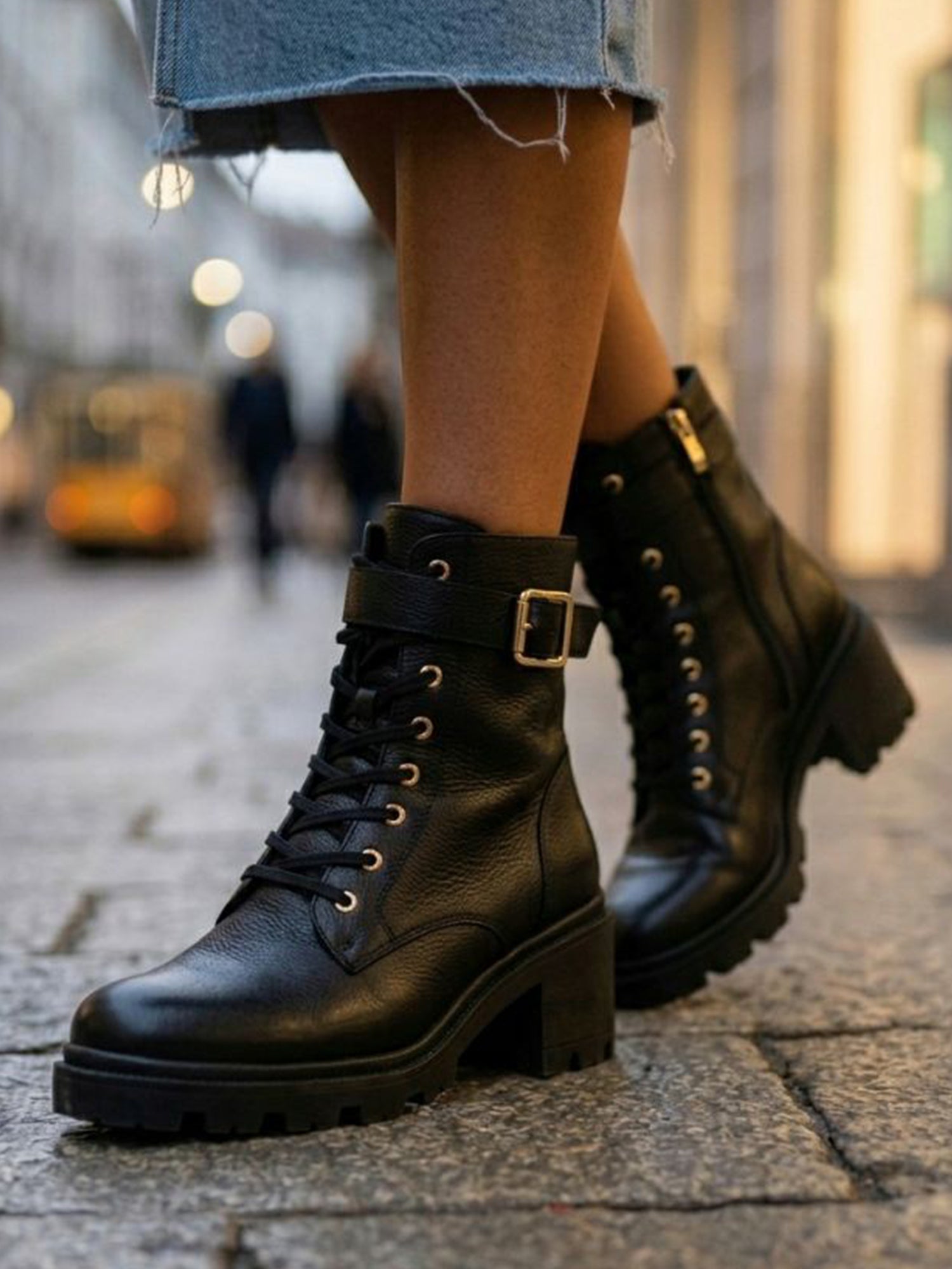 Lace Up Track Sole Booties