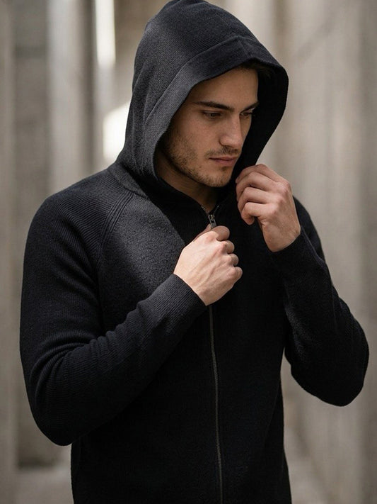 Sudadera con capucha de punto reciclado con cremallera
