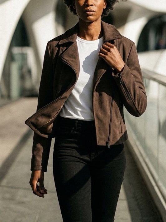 Chaqueta motera de ante vegano 