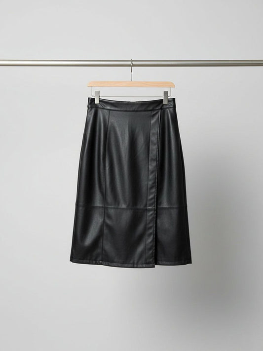 Vegan Leather Wrap Sarong Skirt | 