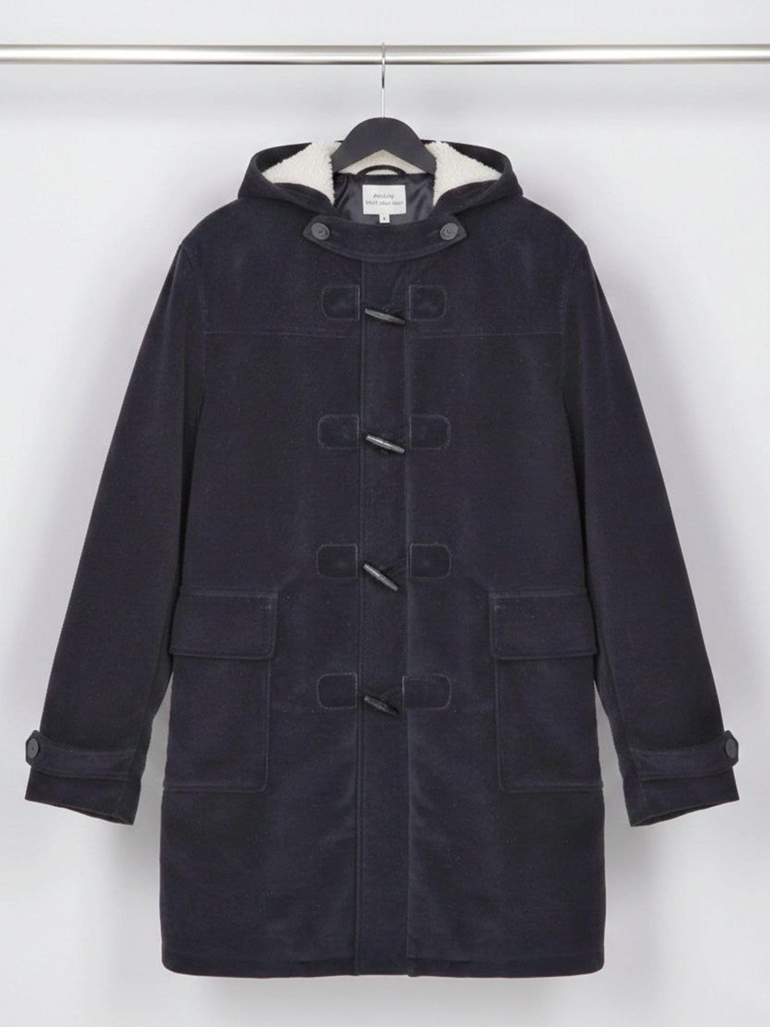 Women's Vegan Wool Duffle Coat with Recycled Vegan Shearling