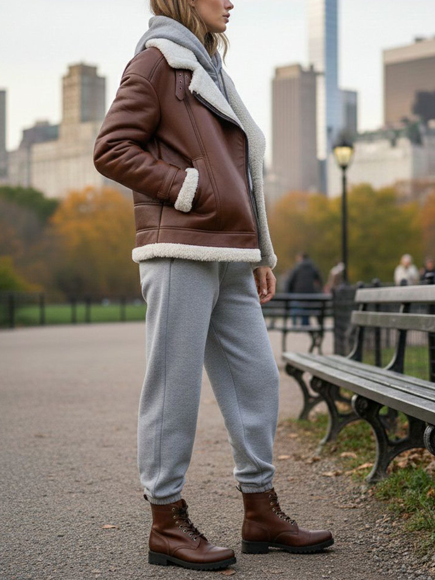 Oversized Recycled Vegan Shearling Aviator Jacket | Will's Vegan Shoes