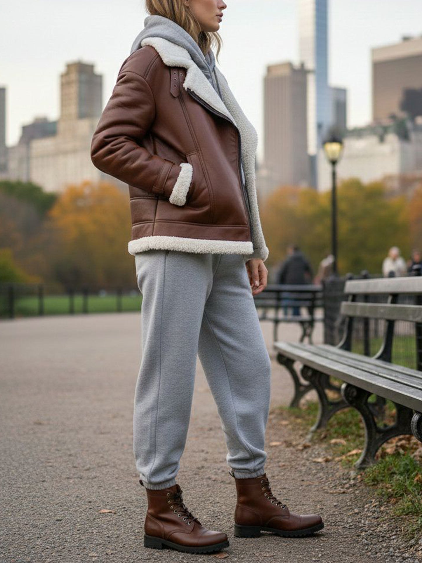 Oversized Recycled Vegan Shearling Aviator Jacket