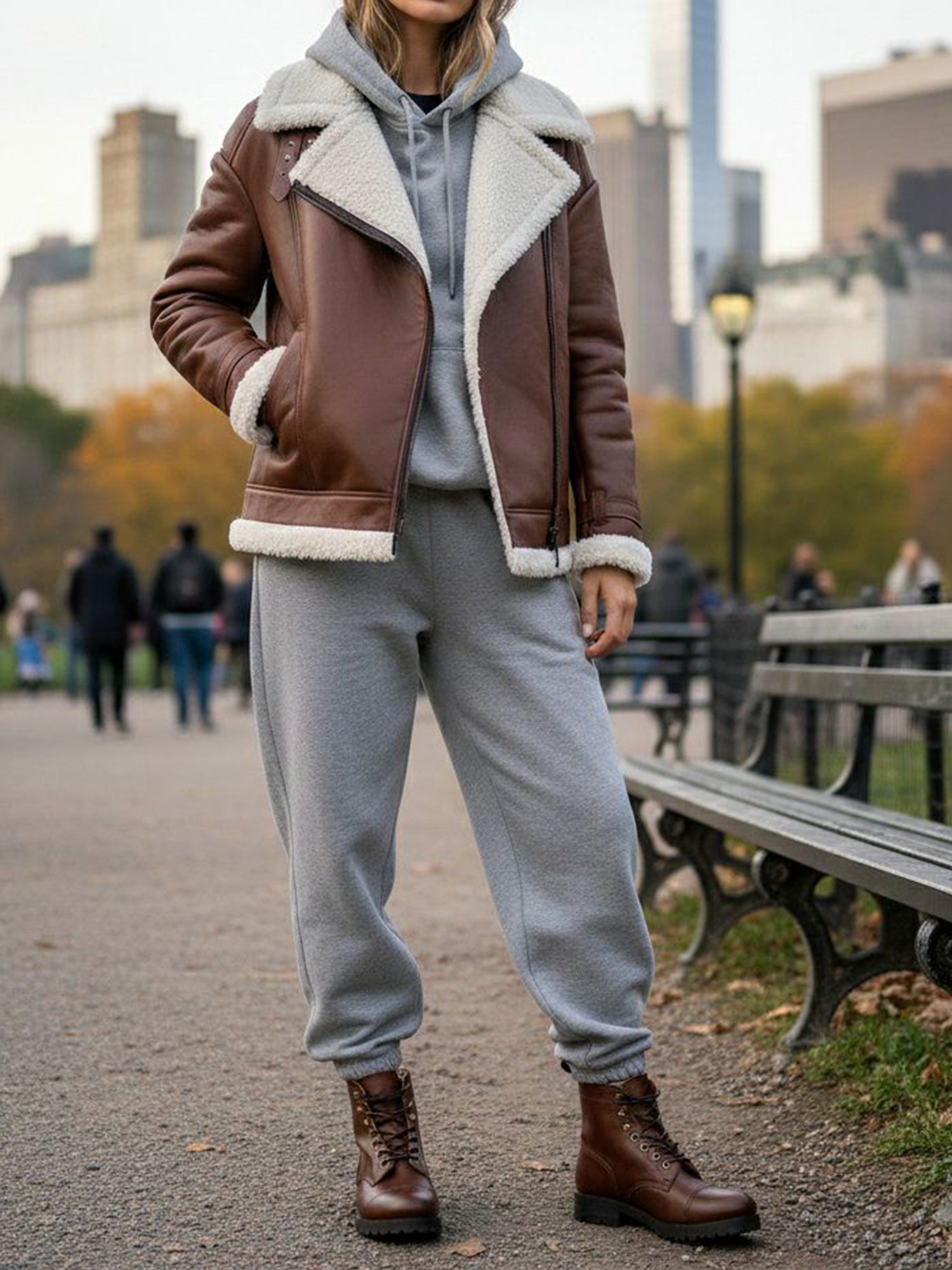 Oversized Recycled Vegan Shearling Aviator Jacket | Will's Vegan Shoes