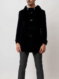 Vegan Wool Duffle Coat with Recycled Vegan Shearling