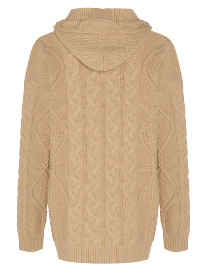 Hooded Button Up Knitted Cardigan