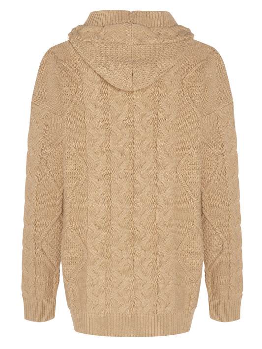 Hooded Button Up Knitted Cardigan | Vegan Knitwear