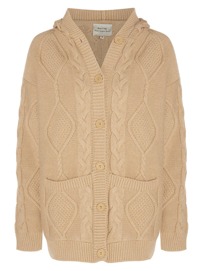 Hooded Button Up Knitted Cardigan
