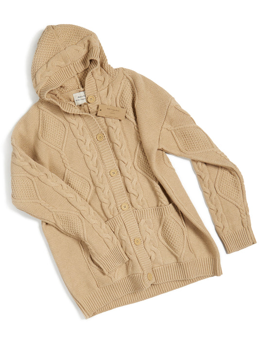 Hooded Button Up Knitted Cardigan | Vegan Knitwear