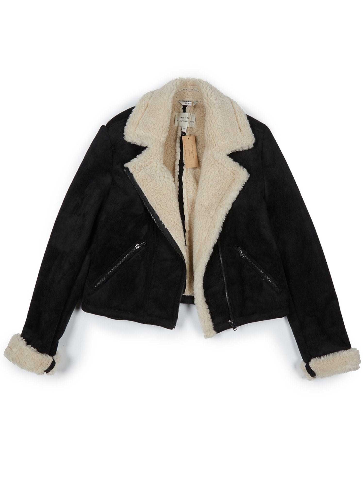 Vegan Women's Recycled Vegan Shearling Moto Jacket | Will's Vegan Store