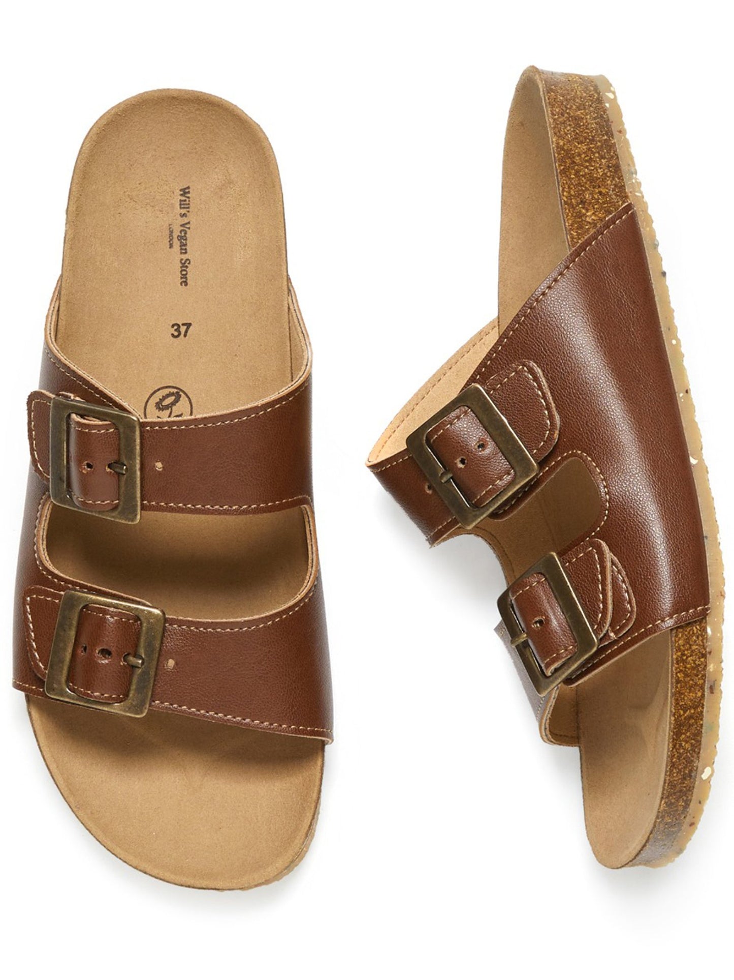 Will's Vegan Store Men's Two Strap Footbed Sandals