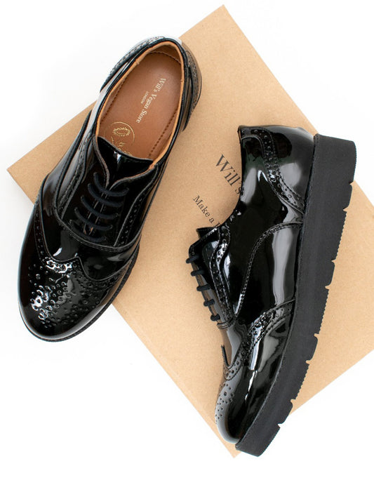 Zapatos brogue de plataforma plana  | Zapatos veganos para mujer