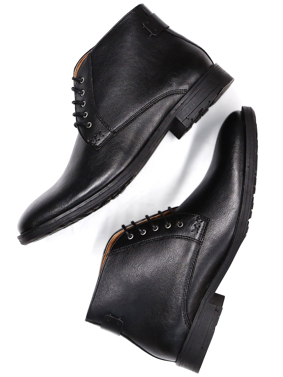 Woven Vegan Leather Chukka Boots BROWN WOVEN LEATHER CHUKKA BOOTS – Sartorial Shoes main image 3