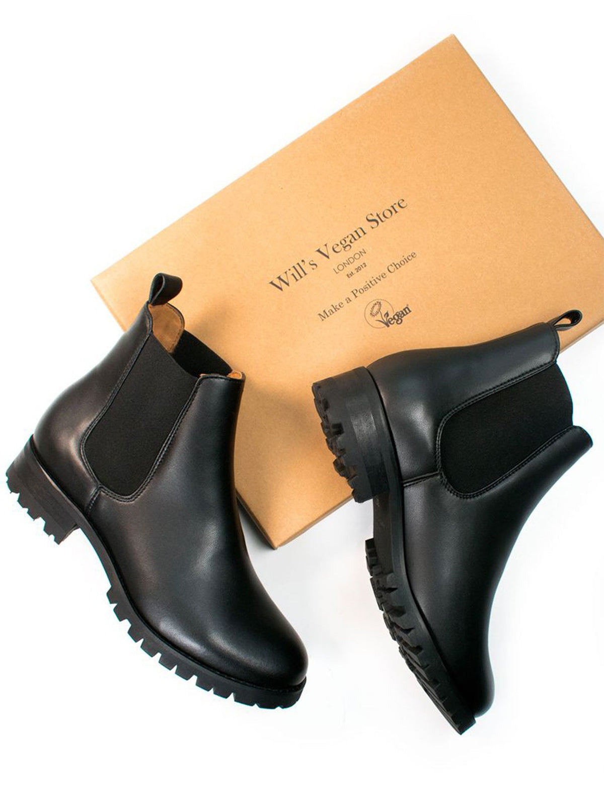 Triangular Tread Boot Vegan Men's Wide Fit Luxe Deep Tread Chelsea Boots | Will's Vegan Store